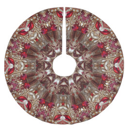 赤い装飾的なクリスマスツリースカート ブラッシュドポリエステルツリースカート