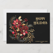 赤い装飾花ホリデーカード シーズンカード (正面)