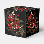 赤い装飾花ホリデーギフトボックス フェイバーボックス (裏面サイド)