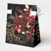 赤い装飾花ホリデーギフトボックス フェイバーボックス (裏面サイド)