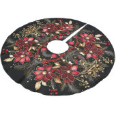 赤い装飾花ホリデーツリースカート ブラッシュドポリエステルツリースカート (アングル)