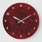 赤い装飾花布デザイン壁時計 ラージ壁時計 (正面)