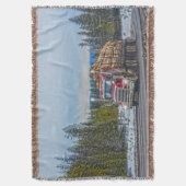 赤い製材配達用トラックおよびハイウェーの芸術 スローブランケット (正面縦)