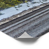 赤い製材配達用トラックおよびハイウェーの芸術 ポスター (角)