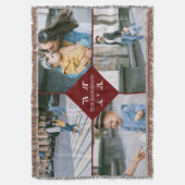 赤い複数の写真カスタムモノグラムファミリー名 スローブランケット (正面縦)