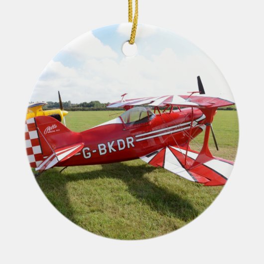 赤い複葉機 セラミックオーナメント (正面)