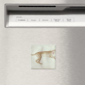 赤い襟を持つバウンディングチーター マグネット (インサイチュ (食洗機))