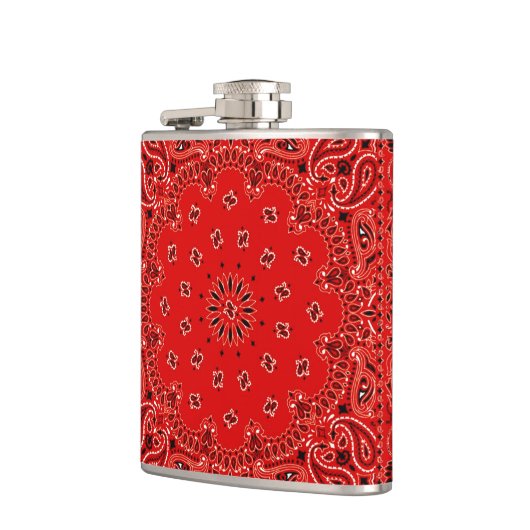 赤い西部のバンダナのスカーフの生地の覆いのお尻 フラスク (左)