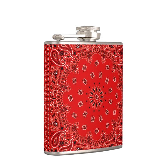 赤い西部のバンダナのスカーフの生地の覆いのお尻 フラスク (右)