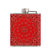 赤い西部のバンダナのスカーフの生地の覆いのお尻 フラスク (裏面)