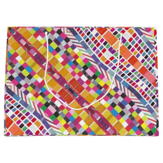 赤い見本とピカラフルクセル抱き枕 ラージペーパーバッグ (正面)