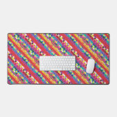 赤い見本、ストライプカラフル・ピクセル デスクマット (キーボード&マウス)