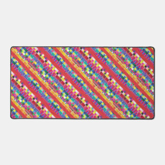 赤い見本、ストライプカラフル・ピクセル デスクマット