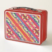 赤い見本、ストライプカラフル・ピクセル メタルランチボックス (裏面)