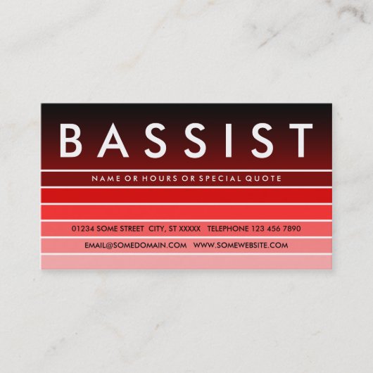 赤い見本BASSIST 名刺 (正面)