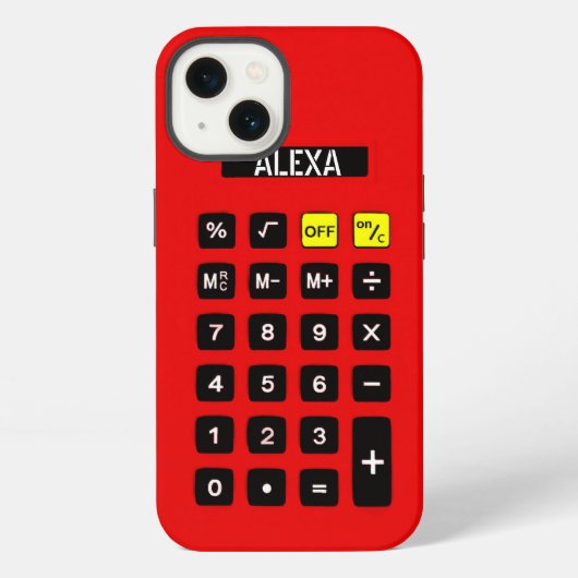 赤い計算機 キーパッド付き  iPhoneケース (裏面)