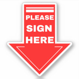 赤い記号ここに矢印 シール