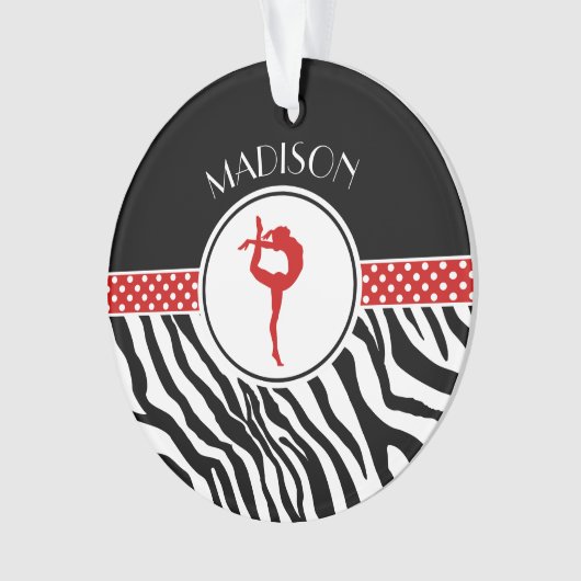 赤い詳細とのあなたの一流のシマウマのプリントの体操 オーナメント (正面)