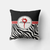 赤い詳細とのあなたの一流のシマウマのプリントの体操 クッション (裏面)