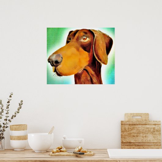 赤い誇りを持ったドバーマンオリジナルのアートワークポスター ポスター (キッチン)