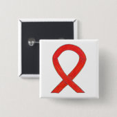 赤い認識度のリボンカスタムのピンボタン 缶バッジ (正面&裏面)