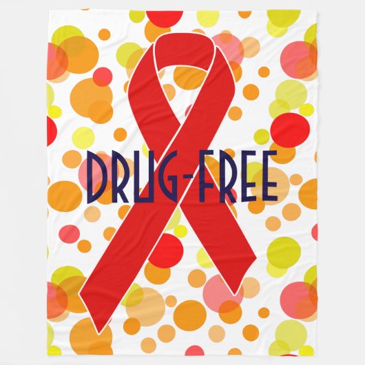 赤い認識度リボン+メッセージ フリースブランケット (正面)