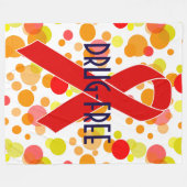 赤い認識度リボン+メッセージ フリースブランケット (正面(横))