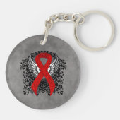 赤い認識度リボン（翼あり） キーホルダー (裏面)