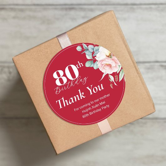 赤い誕生日の牡丹ギフトラベル/ラウンドステッカー ラウンドシール