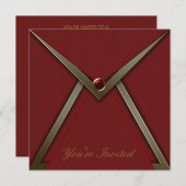 赤い誕生日パーティー招待状テンプレート 招待状 (正面/裏面)