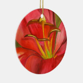 赤い警告リリーの水の色のアートフラワー絵画ズ セラミックオーナメント (右)