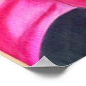 赤い警告リリーの水の色のアートフラワー絵画ズ ポスター (角)