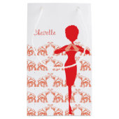 赤い象のガーリーなイラストレーション スモールペーパーバッグ (裏面)