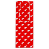 赤い象のガーリーなイラストレーション ワインギフトバッグ (正面)