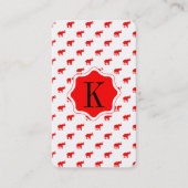 赤い象柄 名刺 (正面)