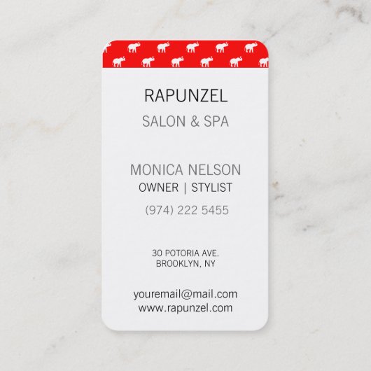 赤い象柄 名刺 (裏面)