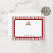 赤い貝殻のチッキングストライプクリスマスホリデー ノートカード (正面/裏面インサイチュ)