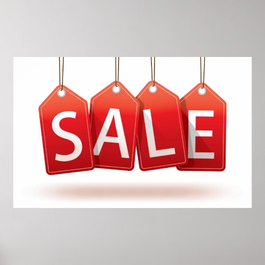 赤い販売ラベルポスター ポスター (正面)