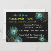 赤い貴婦人と道化師のマスク（ピーコックの羽根付き） 招待状 (裏面)