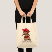 赤い買い物袋のDoxieの女性 トートバッグ (正面(商品))