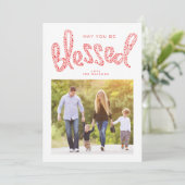 赤い賛美クリスマス宗教カスタム写真 シーズンカード (スタンド正面)