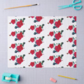 赤い赤いバラのティッシュペーパーの列 薄葉紙 (クラフト)