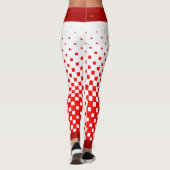 赤い赤と白上チェッカー付きグラデーション レギンス (裏面)