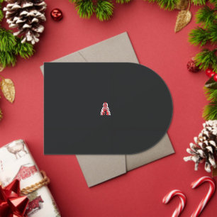 赤い赤と白花の付いたクリスマスツリー アクリル招待状