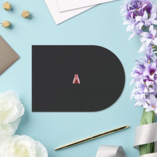 赤い赤と白花の付いたクリスマスツリー アクリル招待状 (インサイチュ (ウェディング))