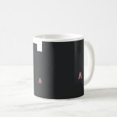 赤い赤と白花の付いたクリスマスツリー コーヒーマグカップ (正面右)