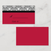 赤い赤の座席表にダマスク結婚の喜び プレイスカード (正面/裏面)