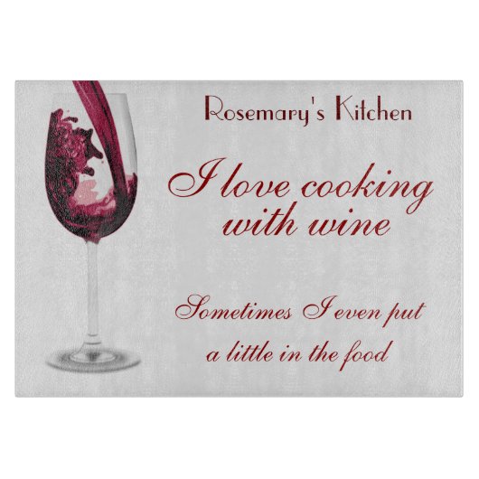 赤い赤ワインのまな板 カッティングボード (正面)