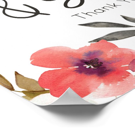 赤い赤面フローラバラカードとギフト ポスター (角)