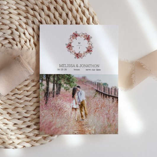 赤い赤面フローラバラトレンディー日付の保存 セーブザデート